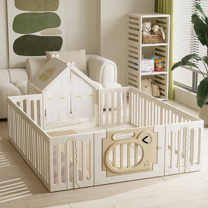 Baby Play Yard with Crawling Mat & Storage
