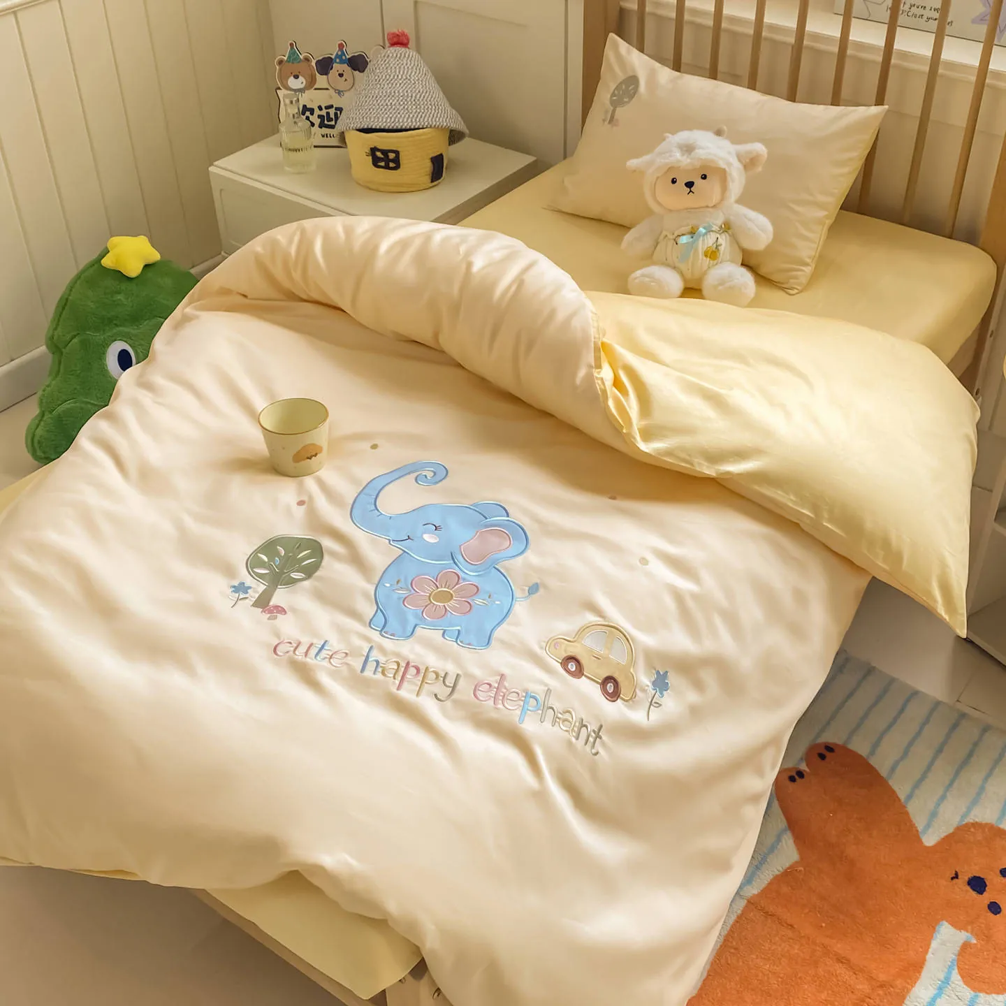Cartoon Brushed Cotton Kindergarten Bedding Set