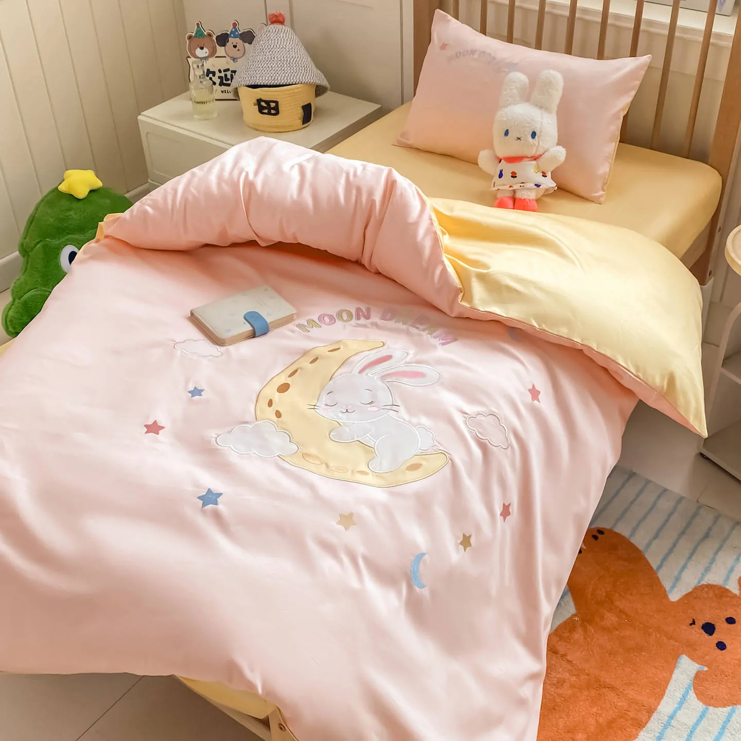 Cartoon Brushed Cotton Kindergarten Bedding Set