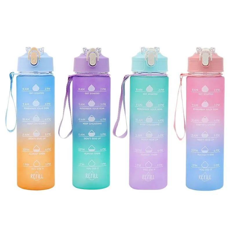 Frosted Gradient Sports Cup 750ml with Straw