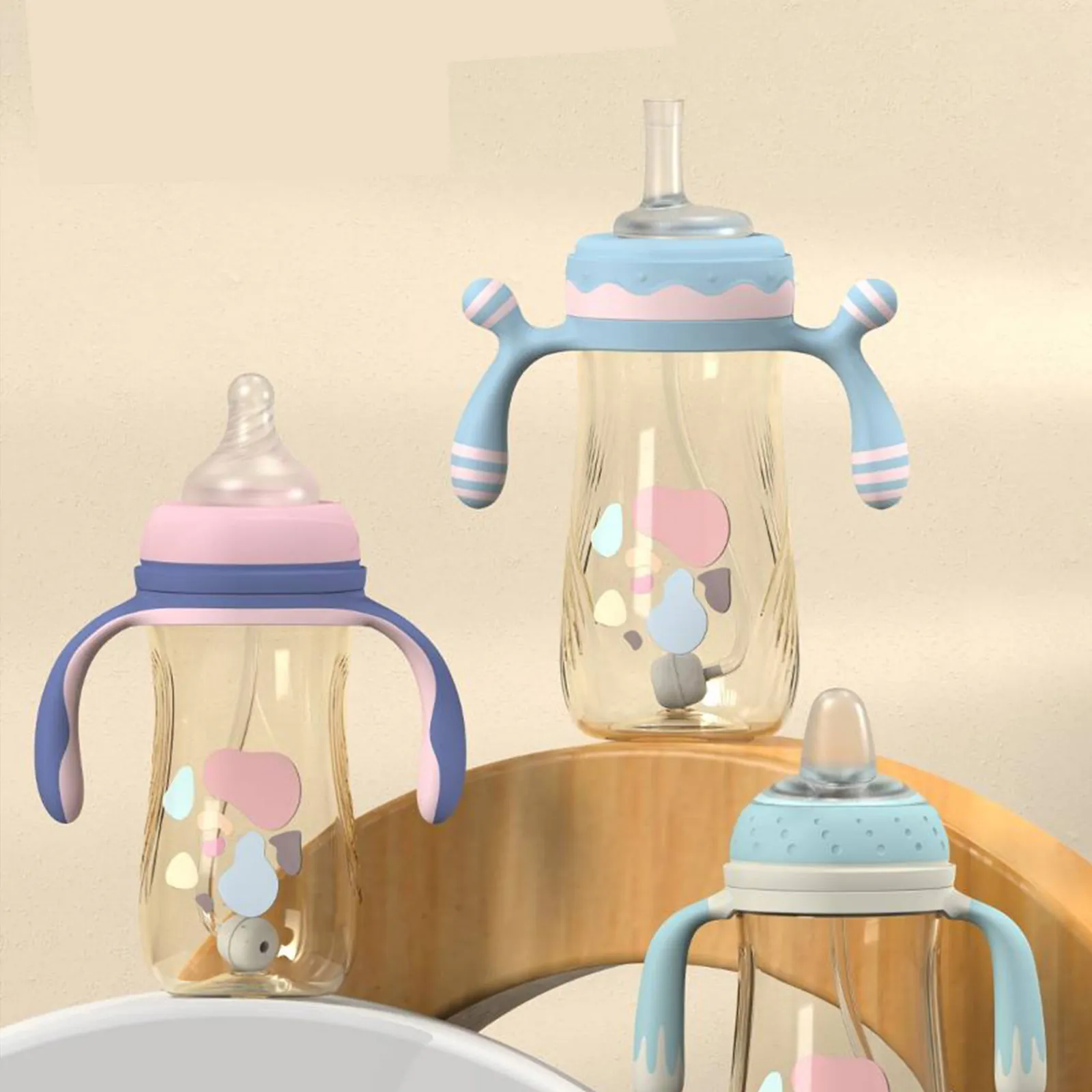 Fun Handle PPSU Printed Gravity Ball Bottle Cup