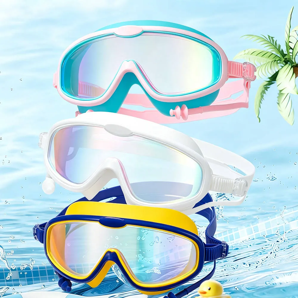 Kids Electroplated Swim Goggles with Ear Plugs