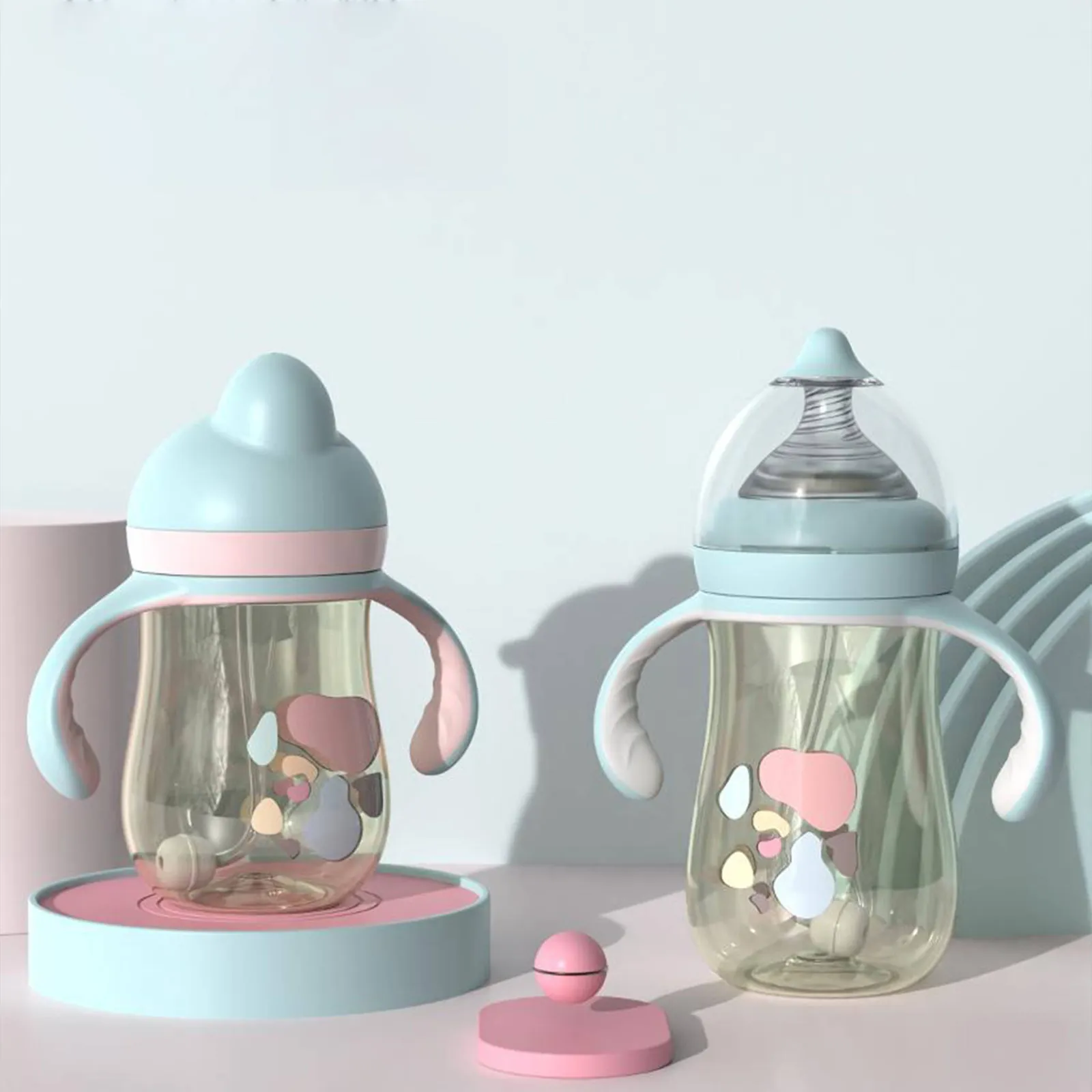 PPSU Printed Gravity Ball Bottle Cup with Handle