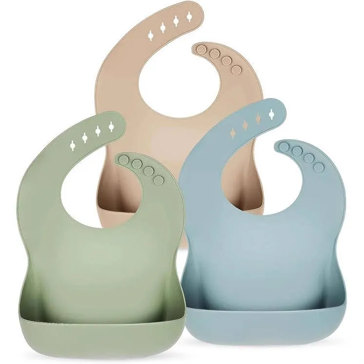 Silicone Baby Bib with Pocket (Waterproof)