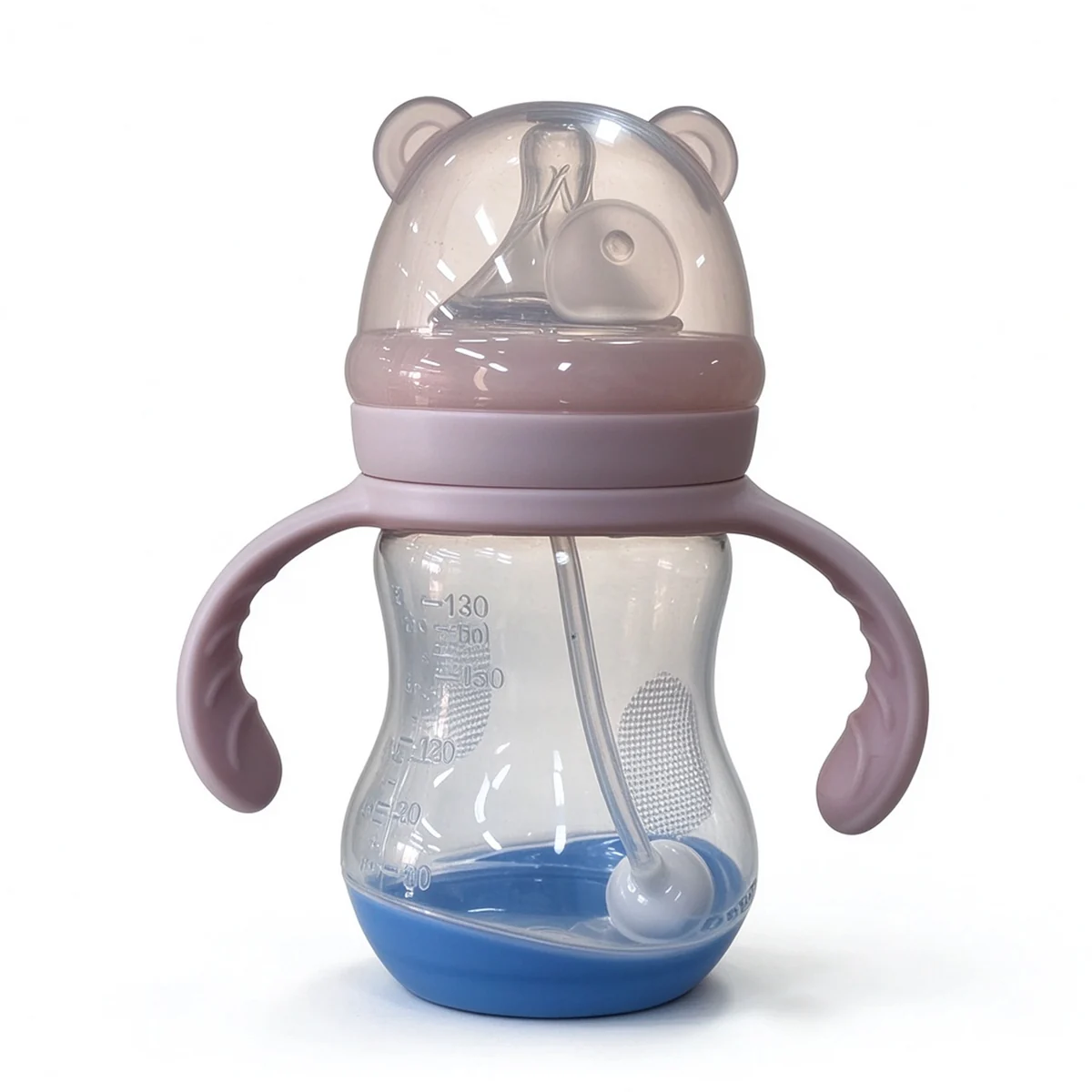 Wide-Neck PP Bottle with Bear-Ear Cap — Purple 130ml (4.5oz)