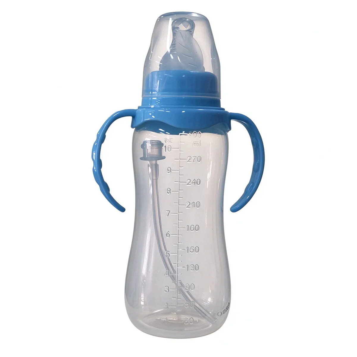 Wide-Neck PP Straw Bottle with Blue Handles 300ml (10oz)