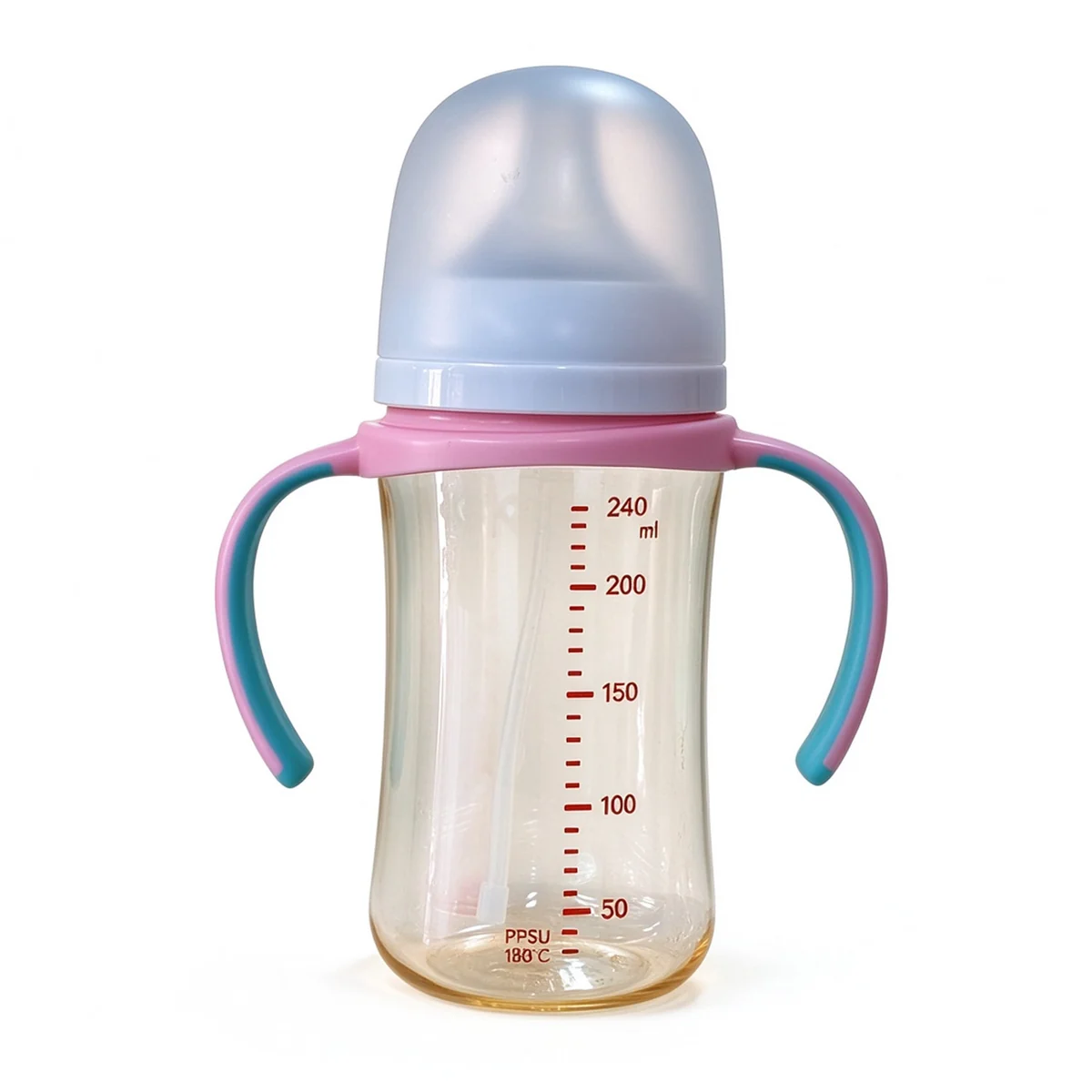 Wide-Neck PPSU Bottle with Duo-Tone Handles 240ml (8oz)
