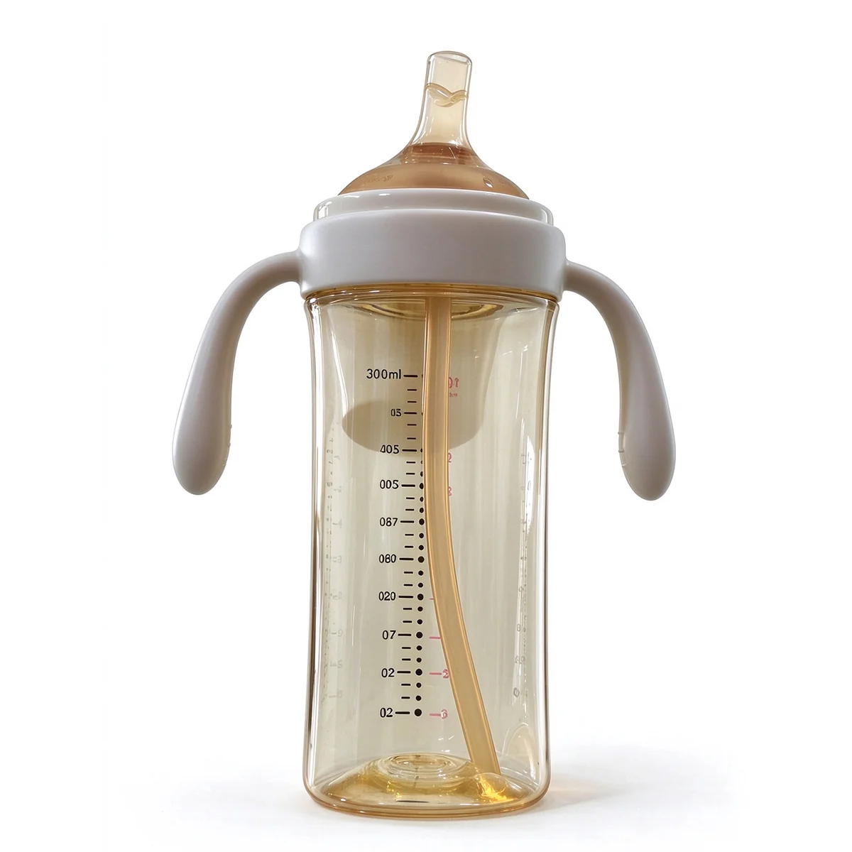 Wide-Neck PPSU Straw Bottle — Grey Cap 300ml (10oz)